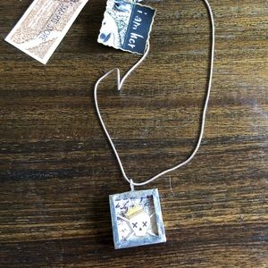 Sterling Silver Skull / Mirror Reversible Necklace